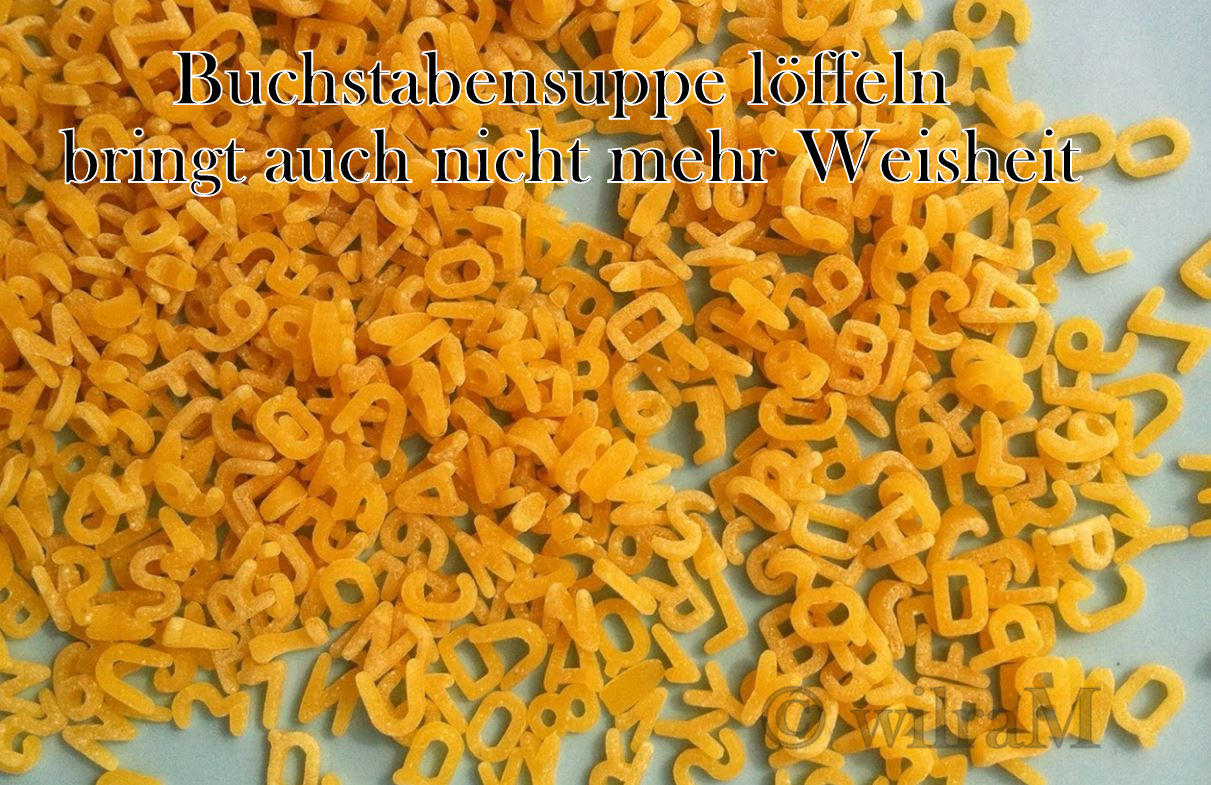 1-Buchstabensuppe löffeln